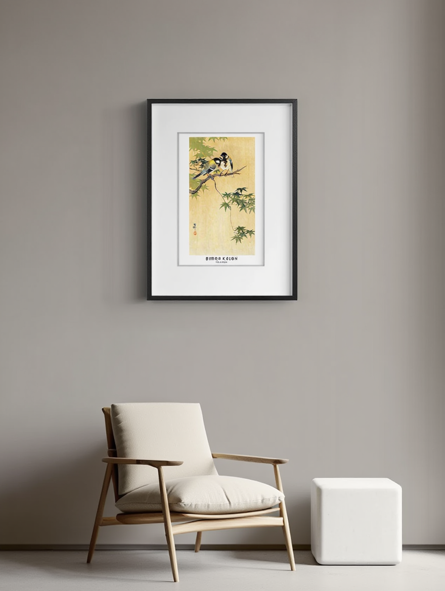 Ohara koson - bryster på ahorn plakat