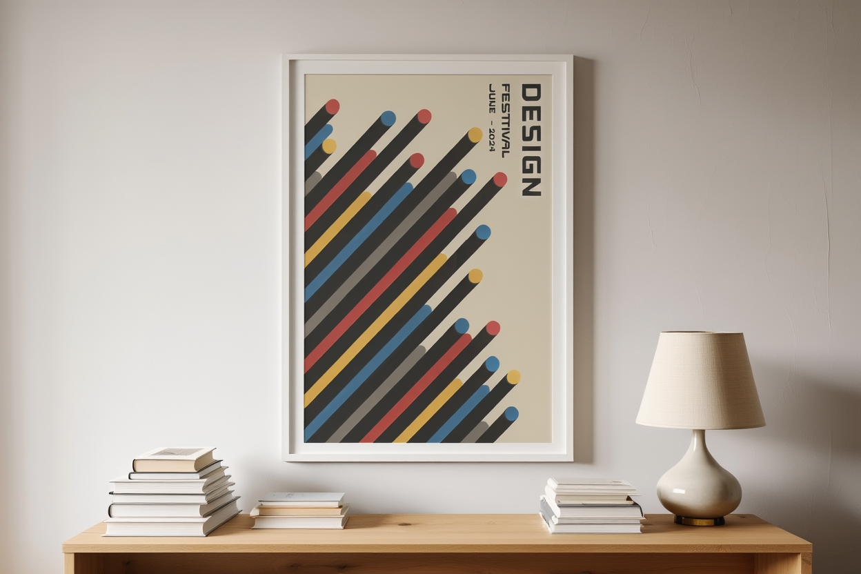 Bauhaus Tubes – Geometric Abstract Art Print