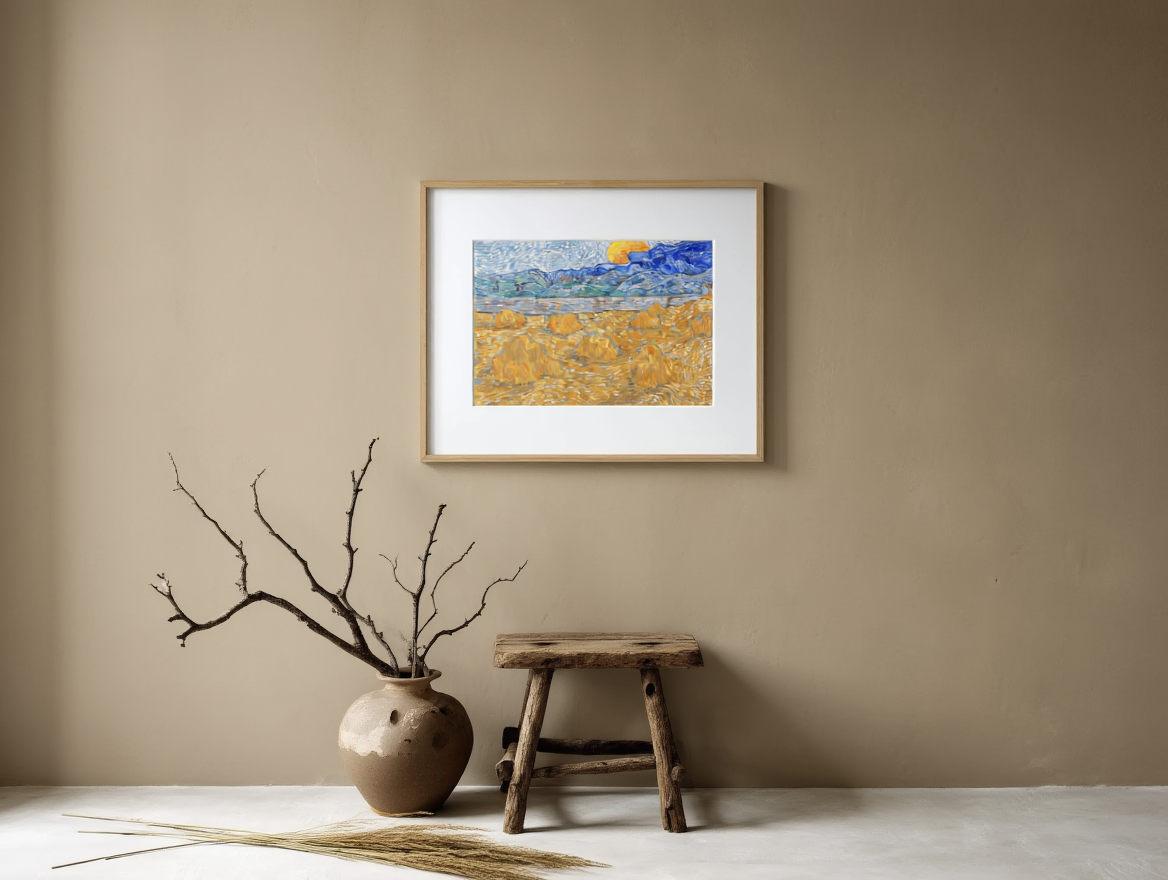 Vincent Van Gogh - Landscape with Wheat Sheaves and Rising Moon