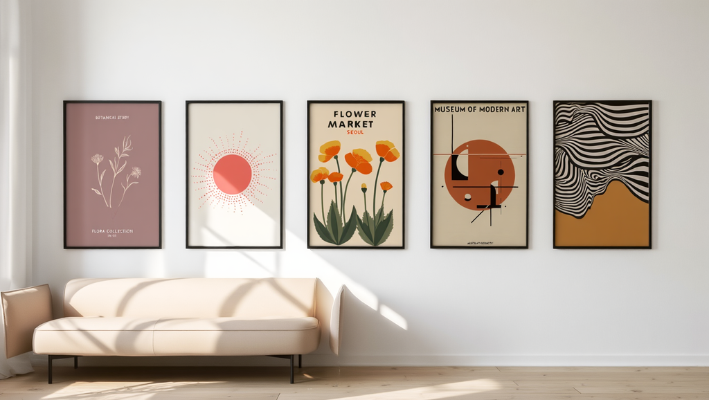 5 Modern Art Prints – Contemporary Gallery Wall Collection for Living Room, Bedroom & Office Decor