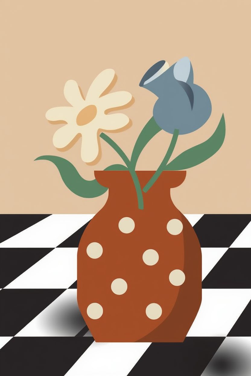 Blooming Presence – Vase on Table Art Print - Hakyarts