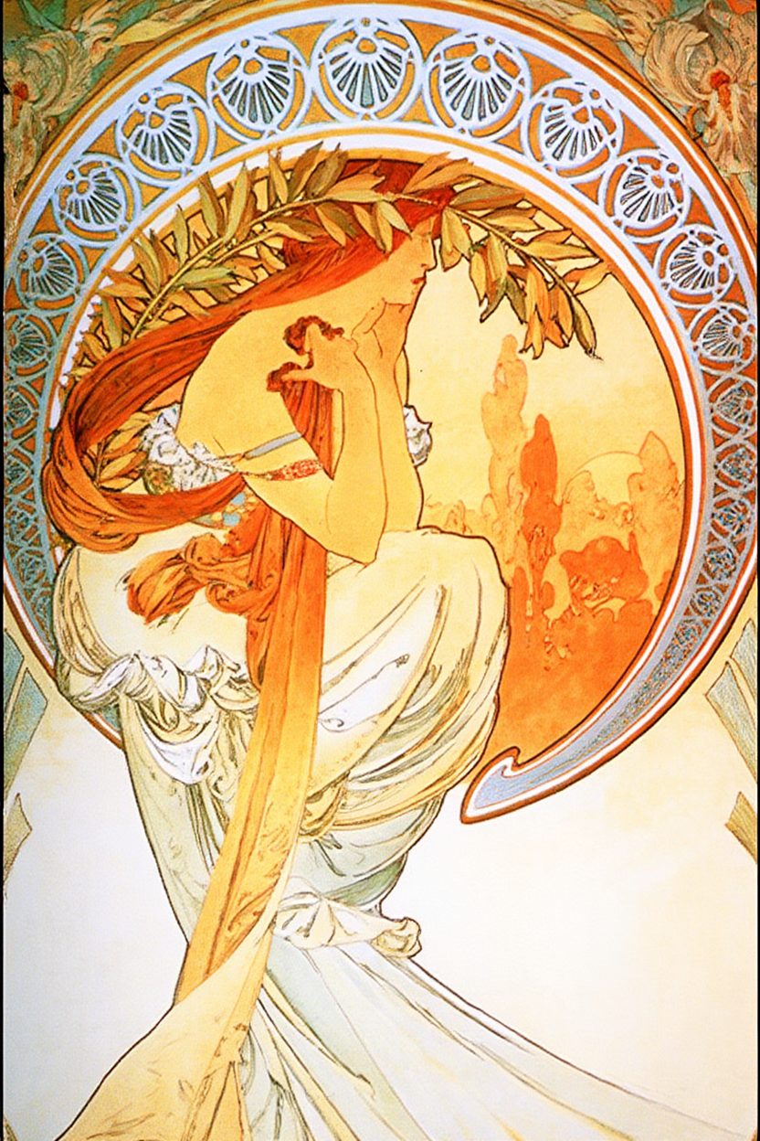 Poetry by Alphonse Mucha – Art Nouveau Poster Print  Product Description: