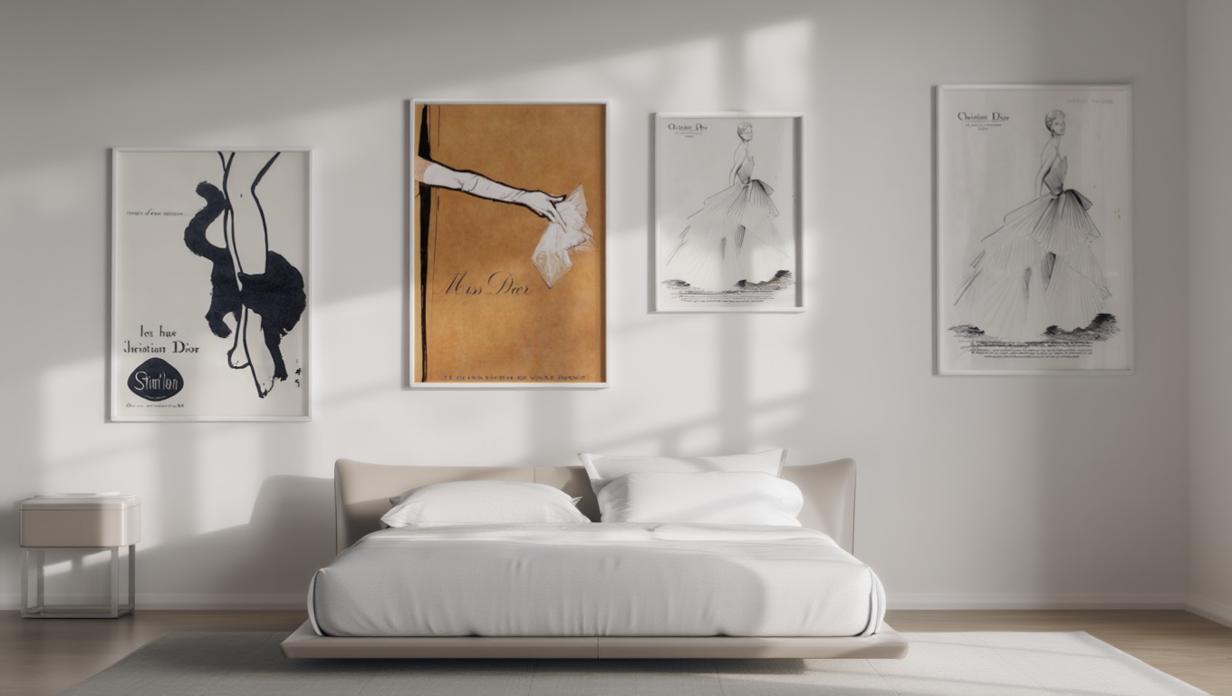 Vintage Fashion Chic – Dior-Inspired Wall Art Set - 4 Prints