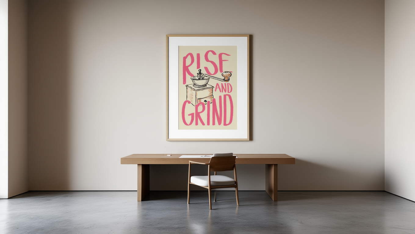 Rise and Grind – Coffee Typography Print