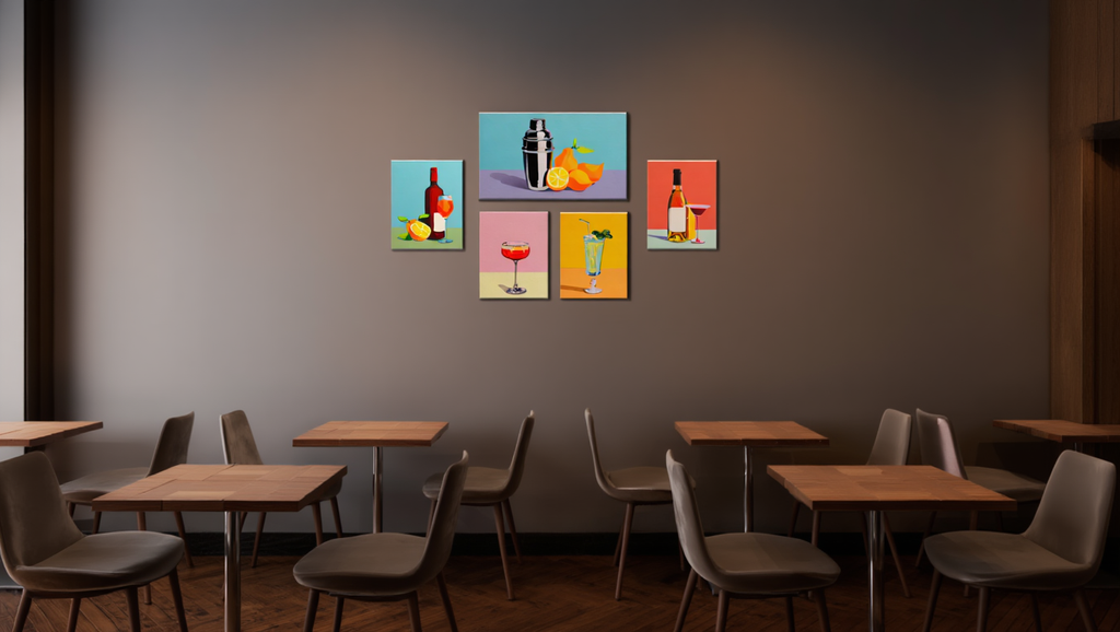 Cocktail Bar Drinks – Set of 5 Art Prints