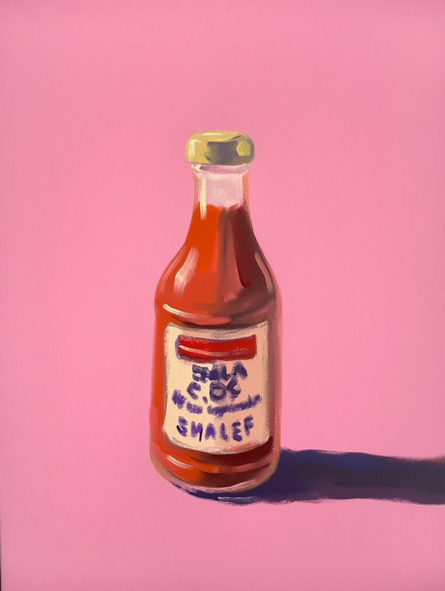 Tomato Juice Bottle – Minimalist Kitchen Still Life Art Print