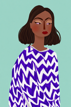 4 Geometric Retro Women Prints – Colorful Modern Wall Art - Hakyarts