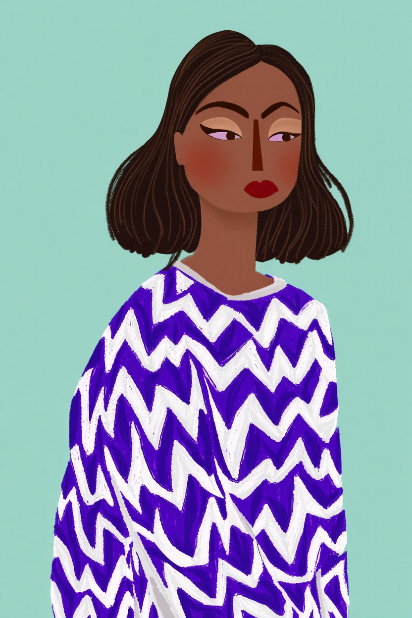 4 Geometric Retro Women Prints – Colorful Modern Wall Art