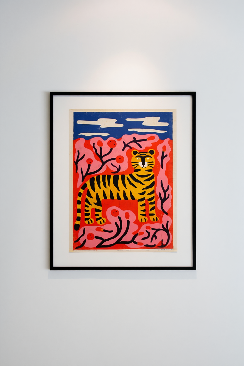 Matisse-Inspired Flower Tiger Coral Pink – Abstract Vintage Posters