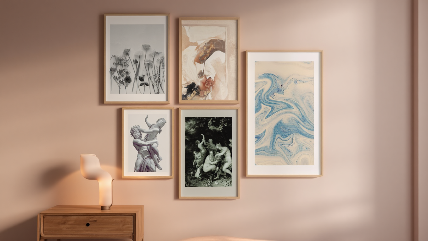 Vintage Floral Lines – 5-Piece Minimalist Wall Art Set