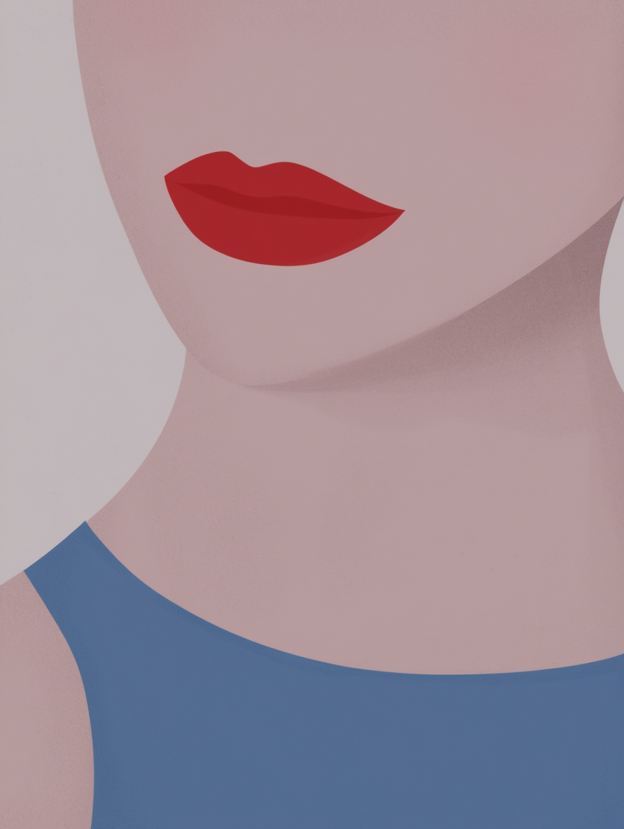 Woman with Red Lips – Minimalist Line Art Portrait