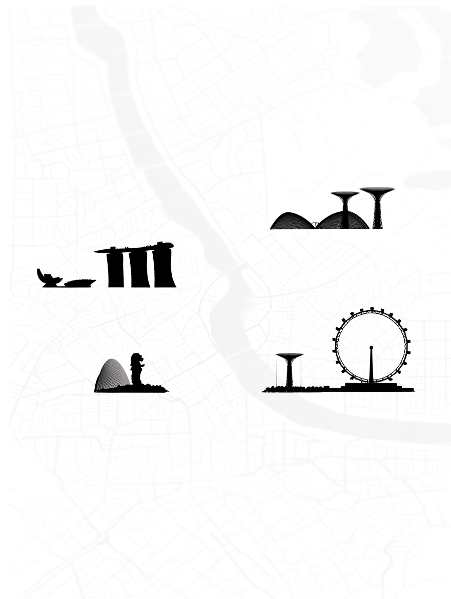 Singapore City Map Poster – Black and White Minimalist Wall Art Print