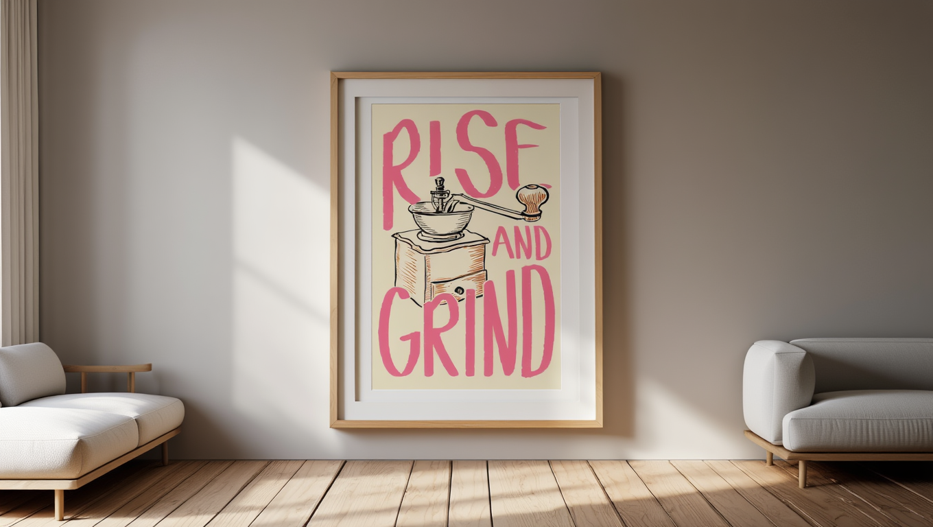Rise and Grind – Coffee Typography Print