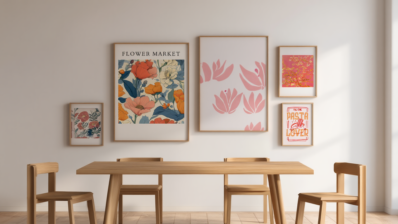 Bloom & Bite: 5 Fun Dopamine Wall Art Prints