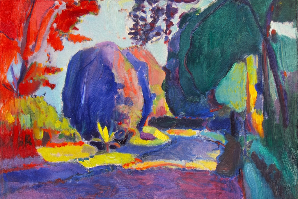 Set of 2 Red & Pale Blue Figurative Woman & Henri Matisse Luxembourg Gardens Prints | Contemporary Wall Art Set