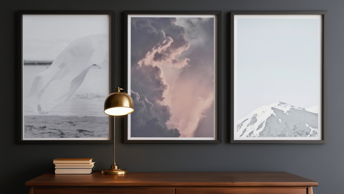 Monochrome Skies: 3 Black & White Cloud Prints Set