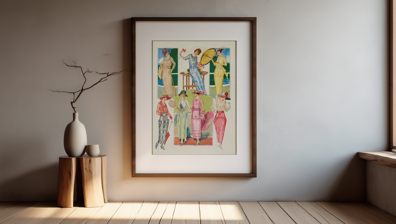 Parisian Street Life – Vintage Illustration Poster Print | Romantic Old Paris Wall Art