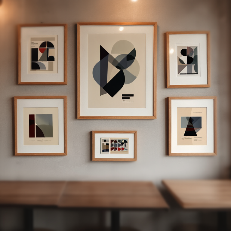 Nordic Bauhaus Mid-Century – Office Set of 5 Modern Prints