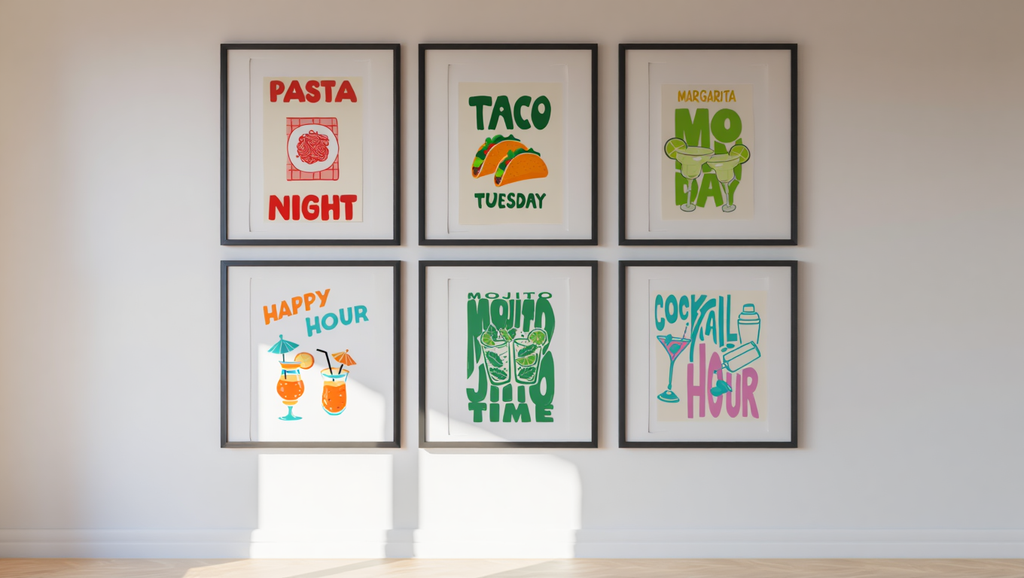 6 Fun Pasta, Wine & Dine, and Cocktail Prints – Kitchen & Dining Wall Art