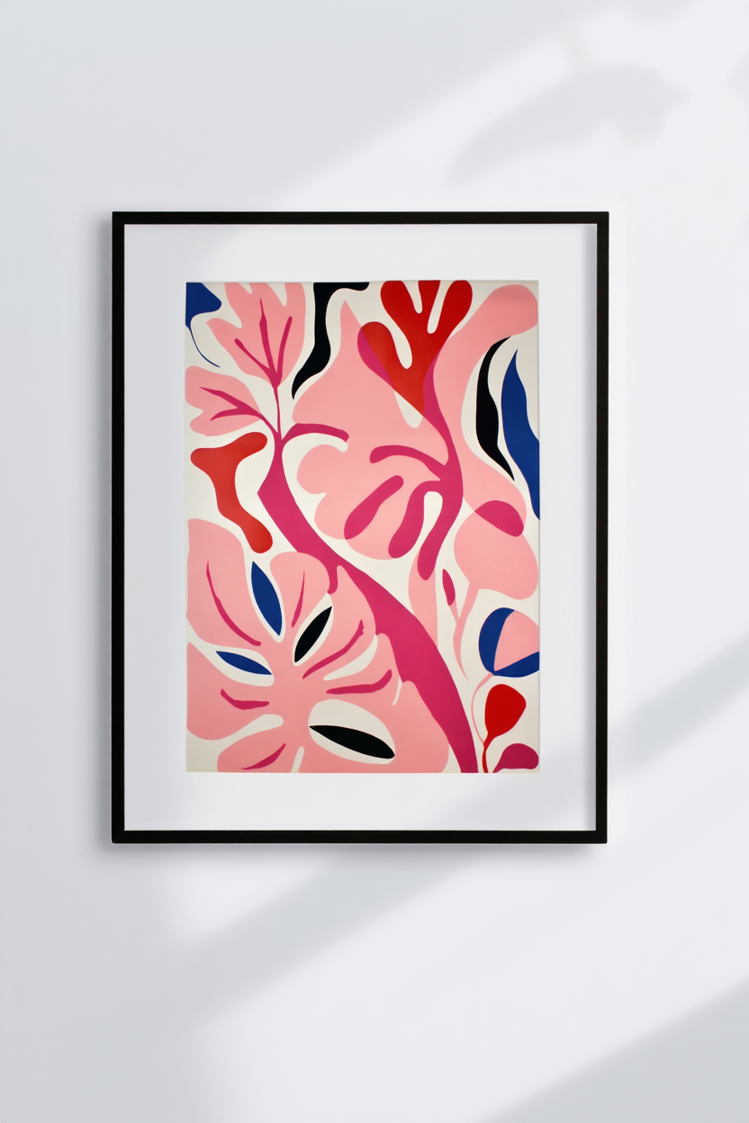 Matisse-Inspired Flower Tiger Coral Pink – Abstract Vintage Posters