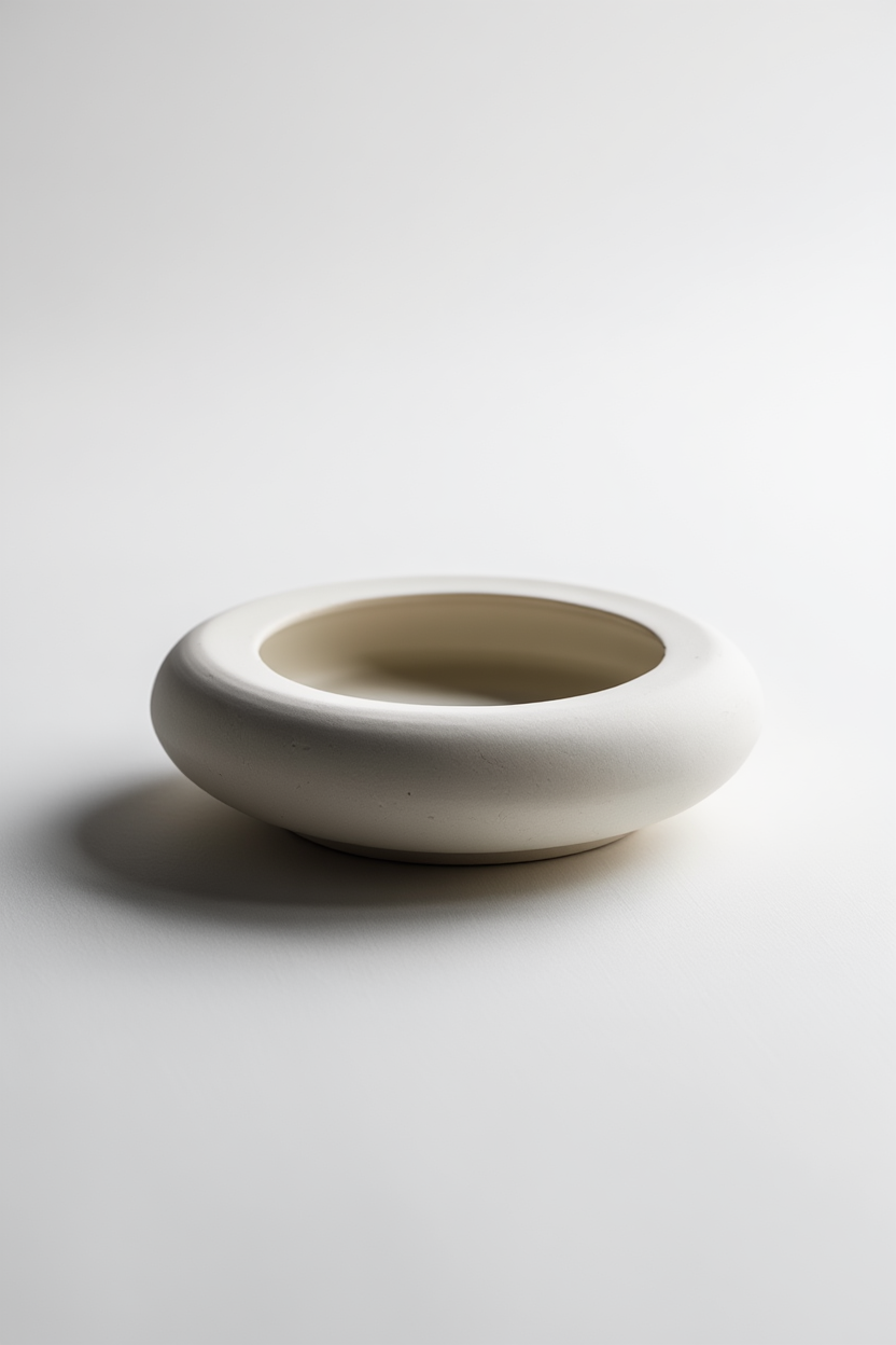 Minimalist Round Plaster Candle Holder – White Cream  Home Decor