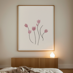 Whispering Blooms – Beige Floral Illustrative Art Print