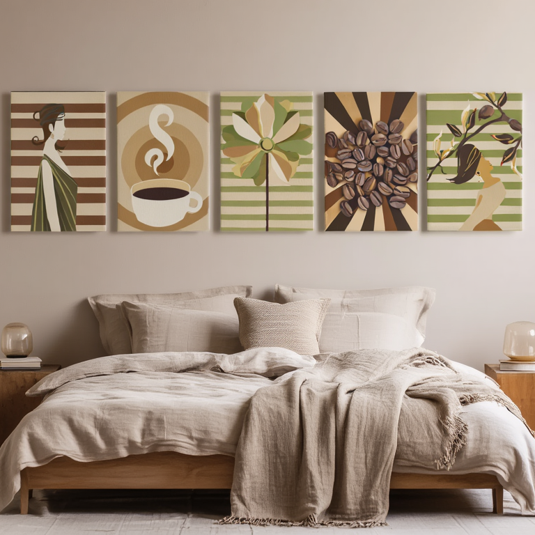 Modern Coffee & Vase Abstract Collection – Set of 5