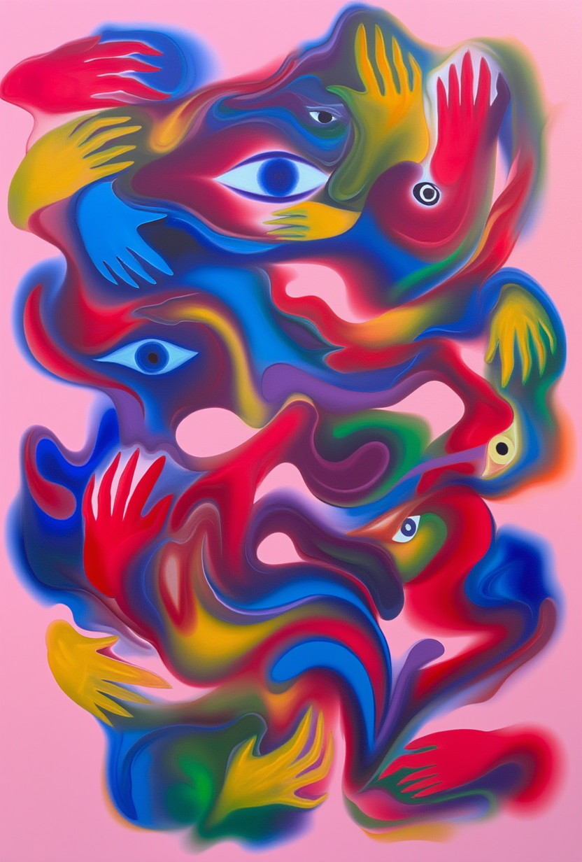All-Seeing Eyes – Colorful Abstract Art Print