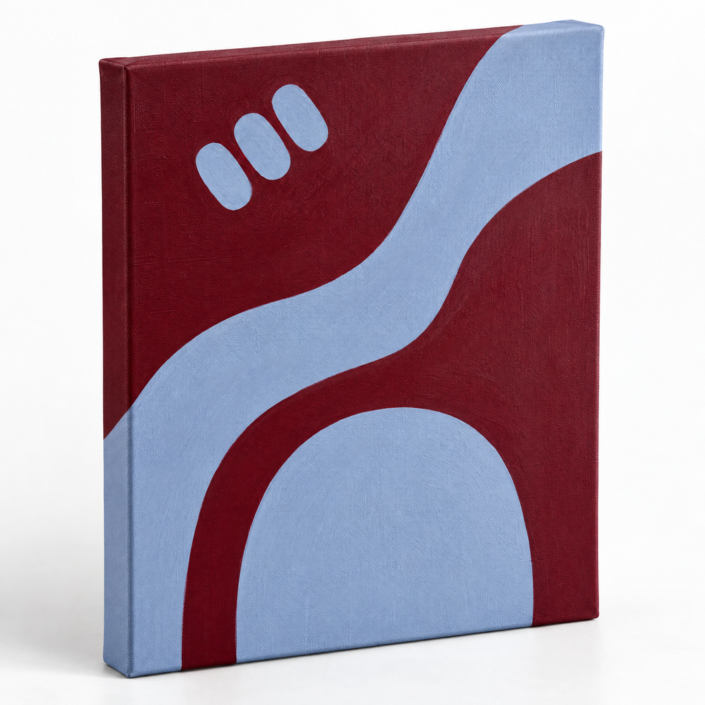 Canvas Print Geometric Burgundy and Blue Lines | Abstract Modern Wall Art