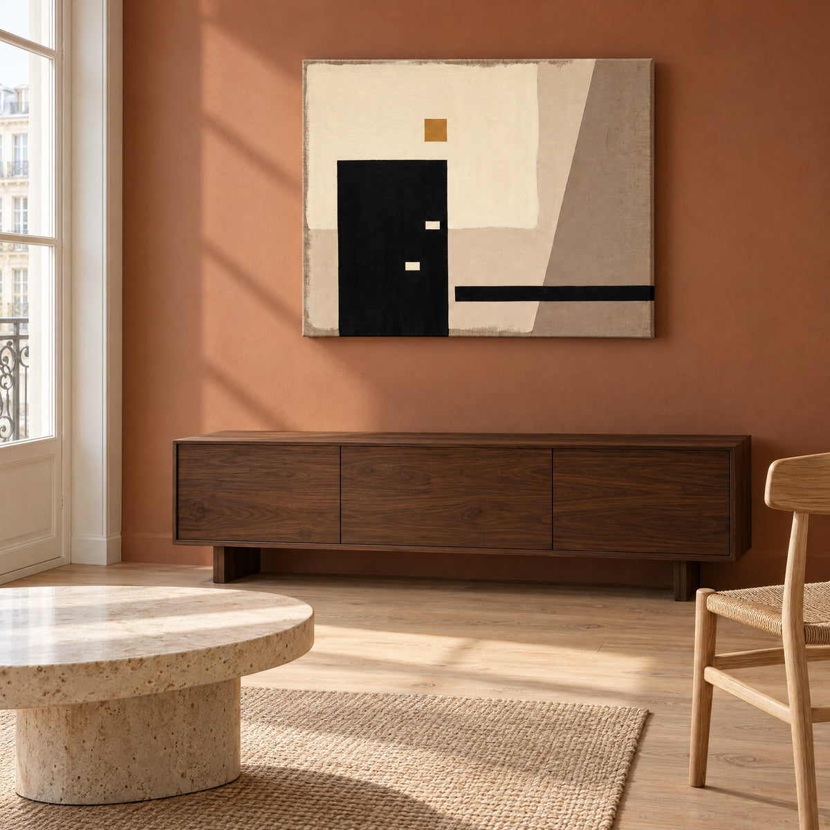 Canvas Print Beige and Black Geometric Variations | Abstract Modern Wall Art