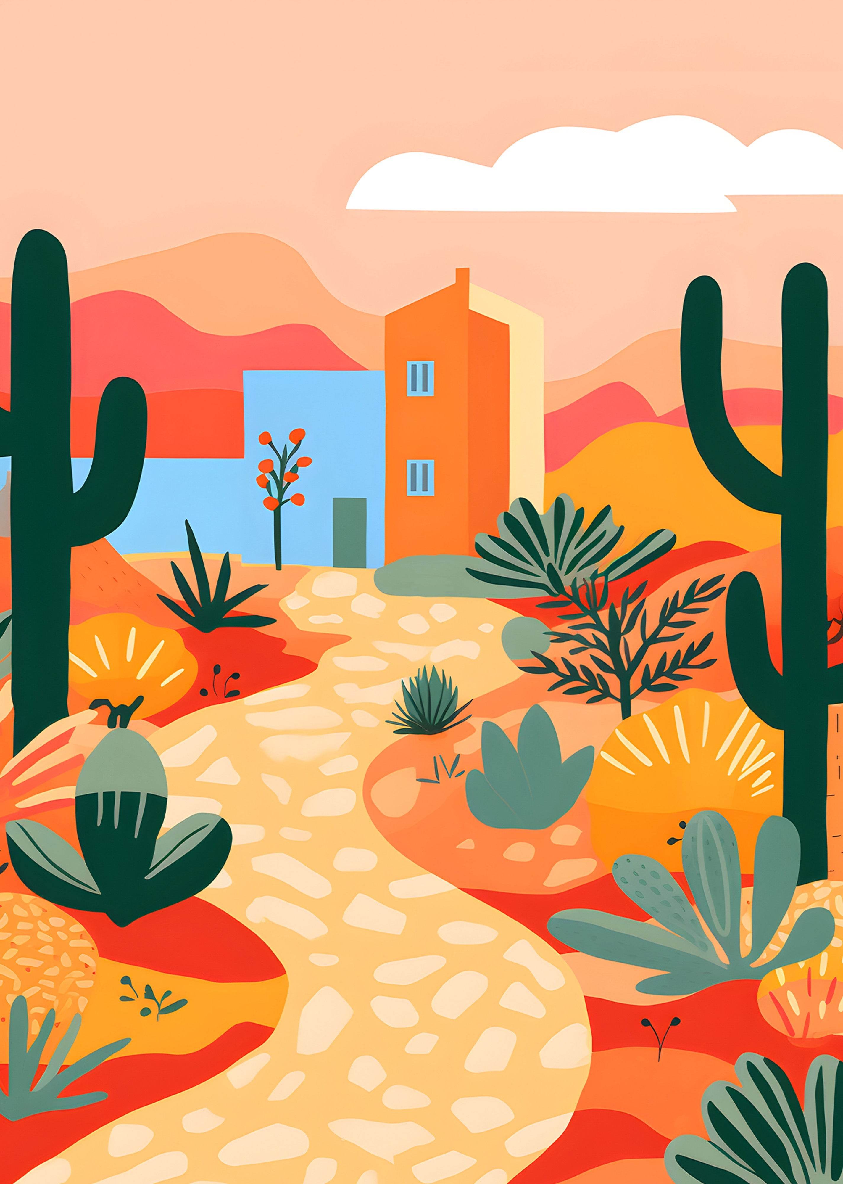 Orange Desert Boho Poster - Hakyarts