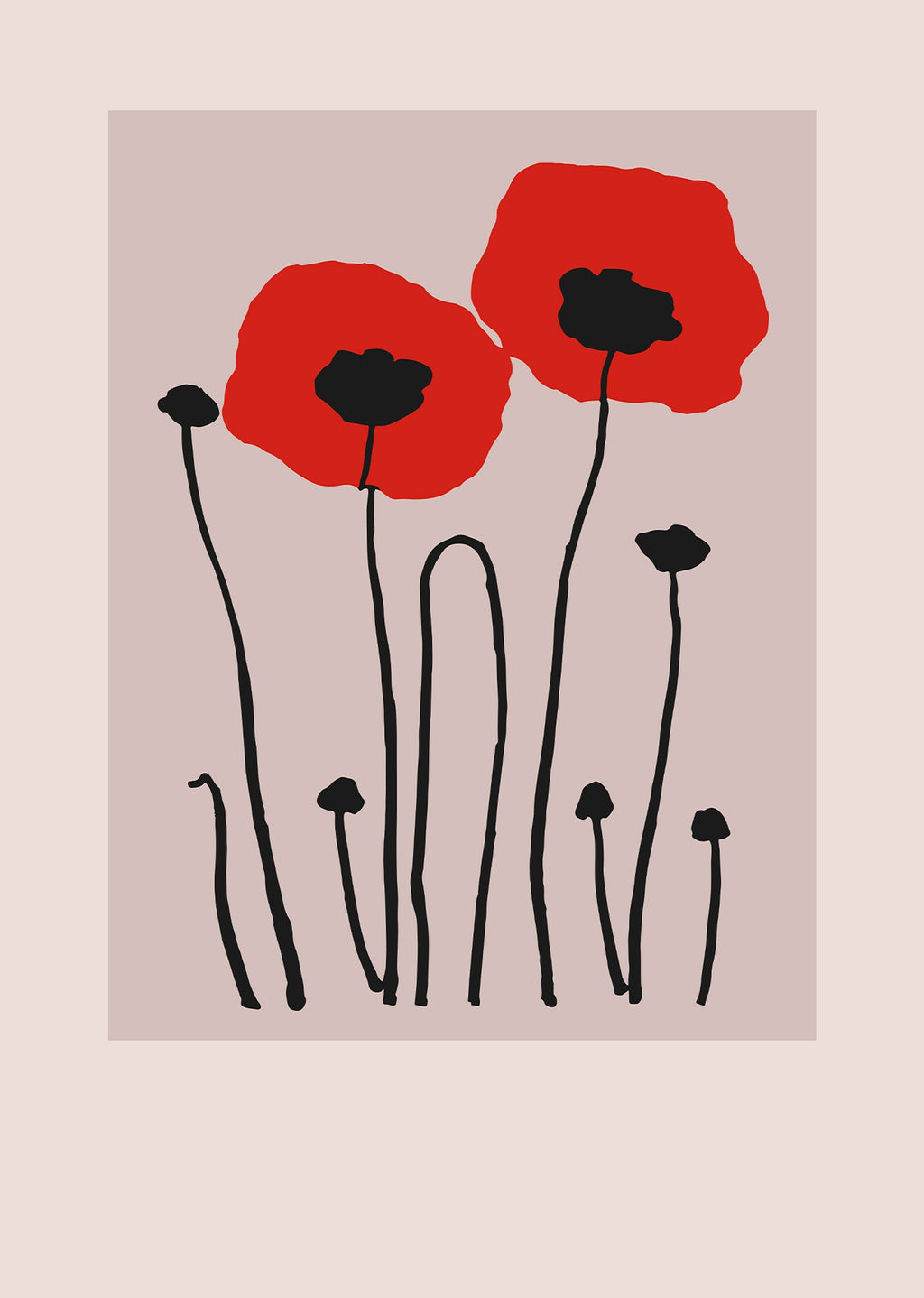 Set of 2 Bohemian Animal & Floral Wall Art Prints – Zebras & Red Poppies Gallery Set