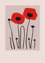 Set of 2 Bohemian Animal & Floral Wall Art Prints – Zebras & Red Poppies Gallery Set