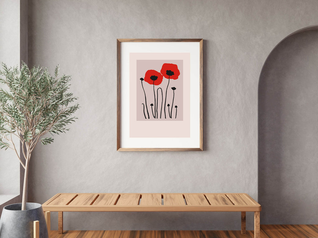 Boho Red Poppies Poster - Hakyarts