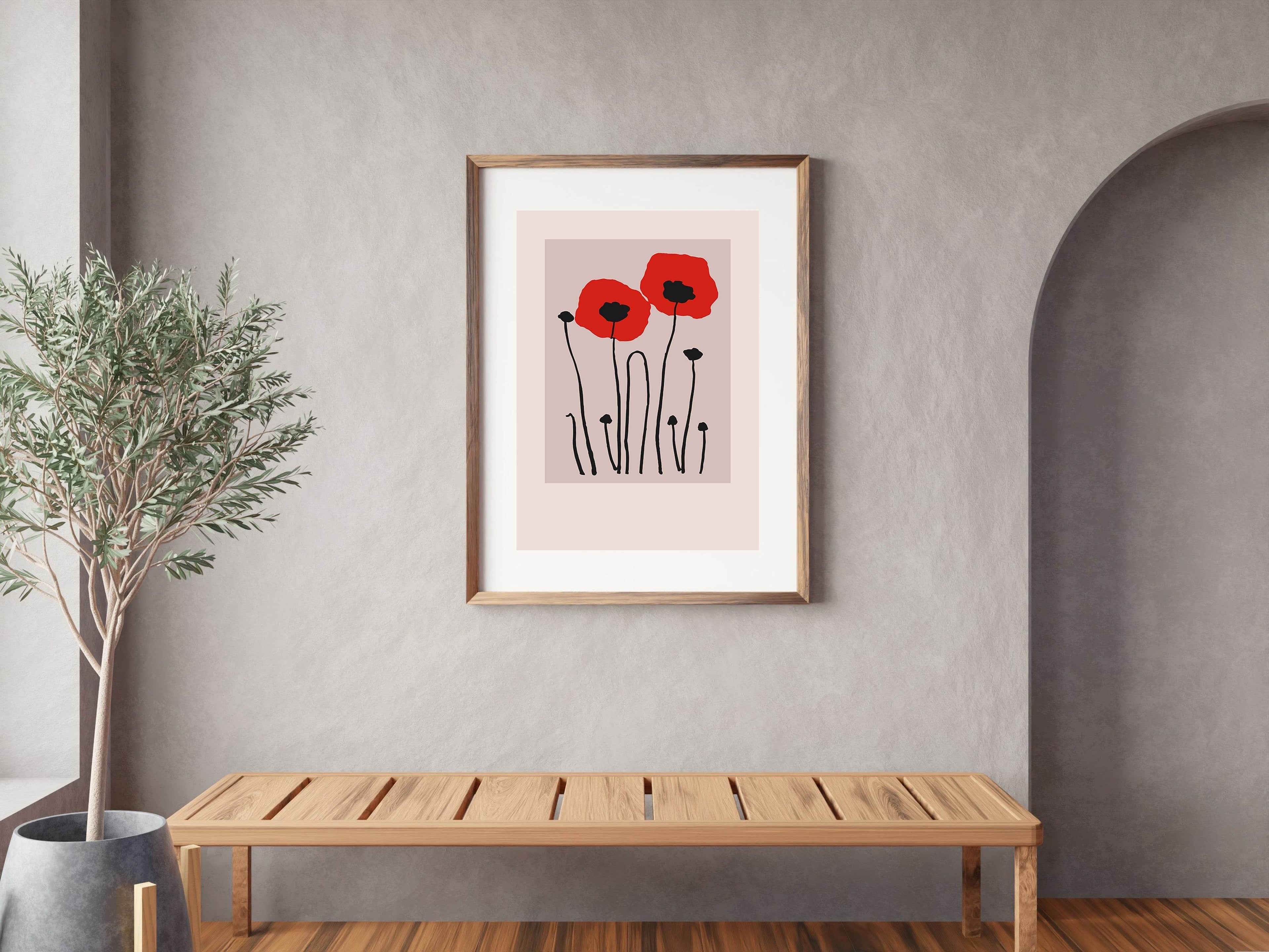 Boho Red Poppies Poster - Hakyarts