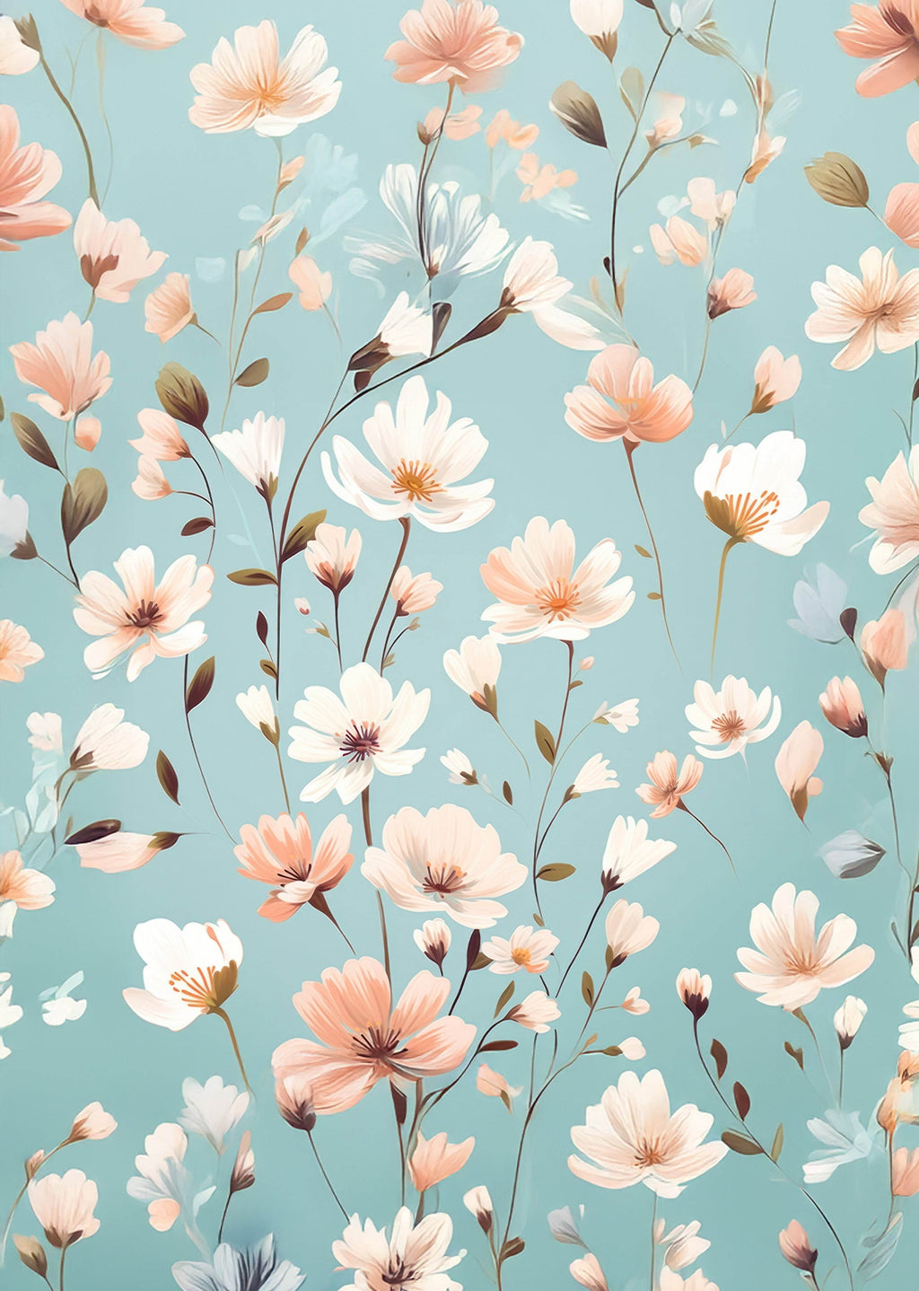 Blue Floral Poster - Hakyarts