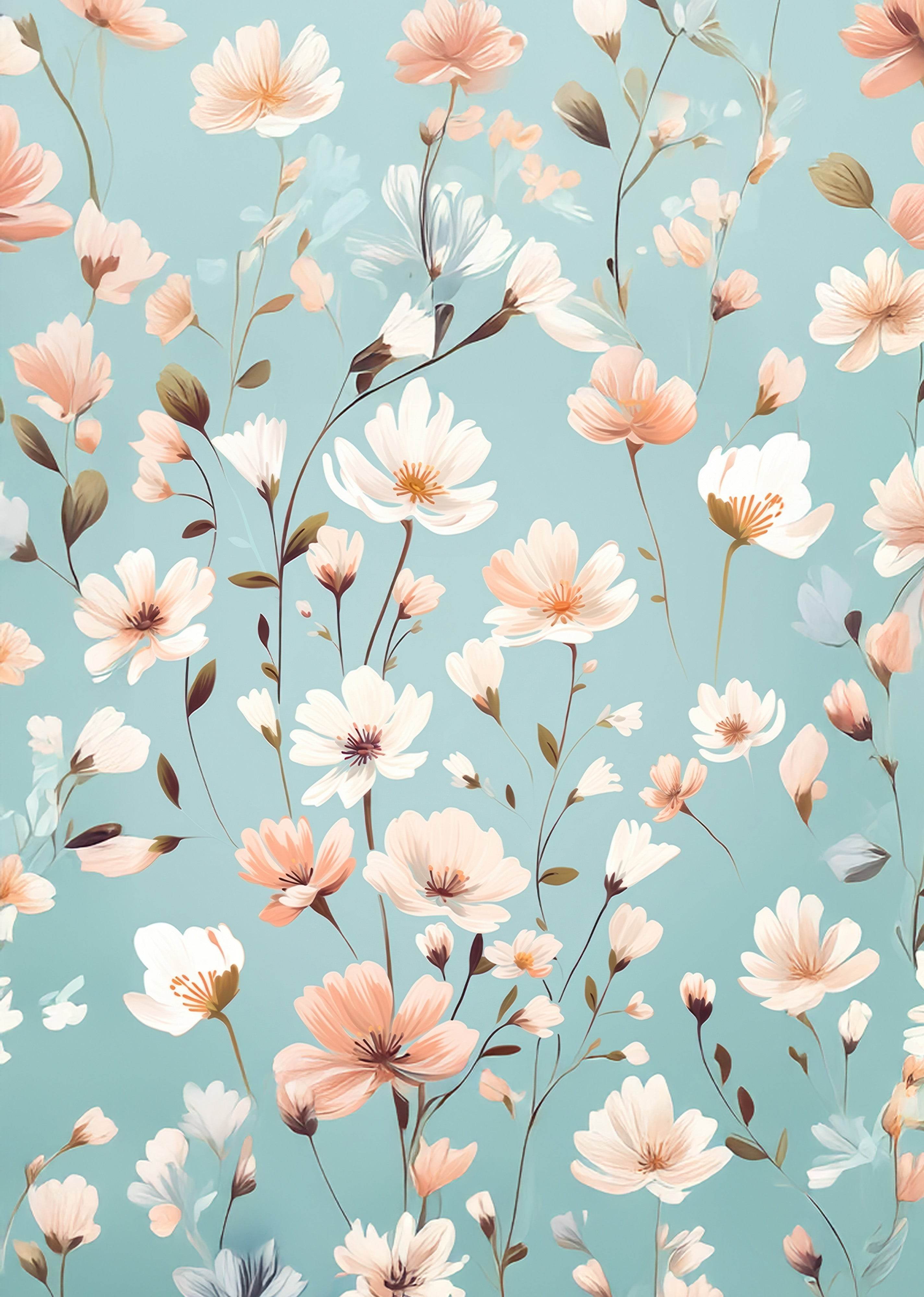 Blue Floral Poster - Hakyarts