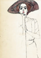 Set of 2 Flower on Baby Blue & Egon Schiele – Portrait of a Woman | Contemporary Botanical & Portrait Wall Art