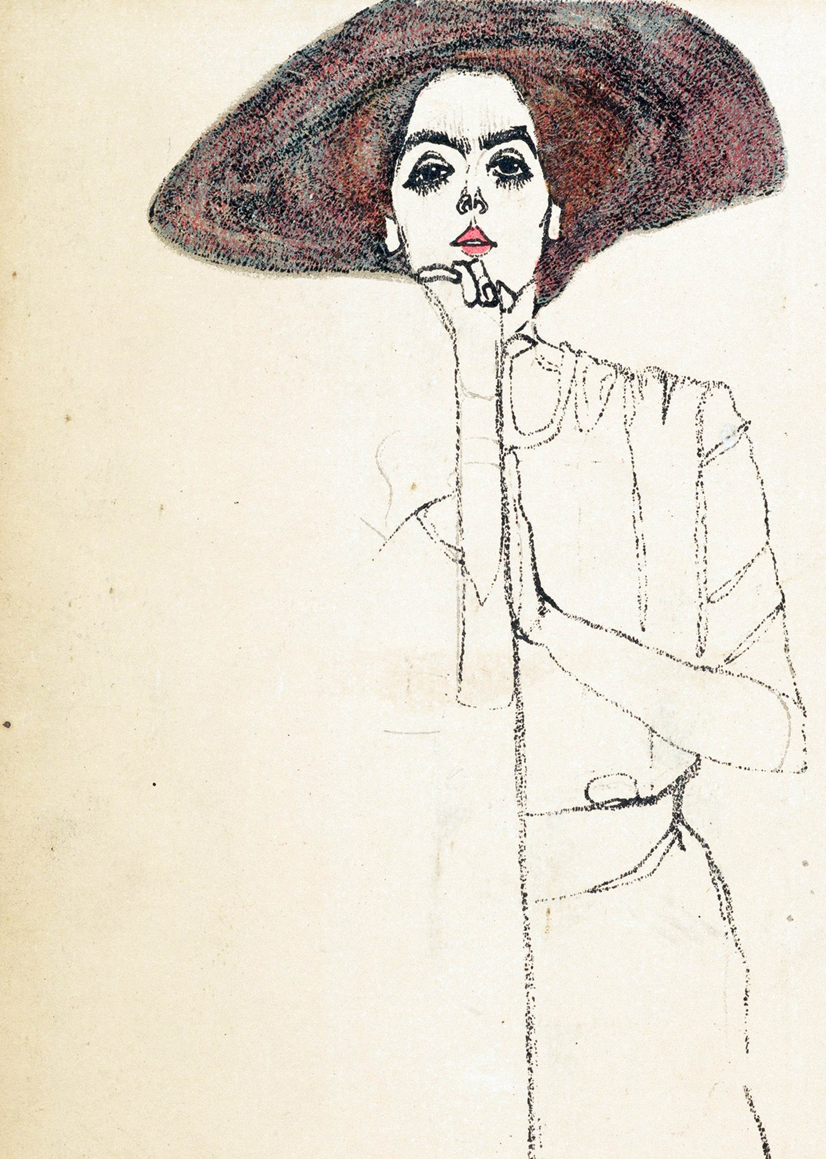 Set of 2 Flower on Baby Blue & Egon Schiele – Portrait of a Woman | Contemporary Botanical & Portrait Wall Art