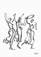 Dancing Abstract Lines Boho Poster - Hakyarts