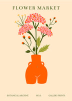 Set of 3 Wall Art Prints – Red Tulips, Flower Market & Modern Coneflower Botanical Collection