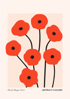 Red Floral Shapes Poster - Hakyarts