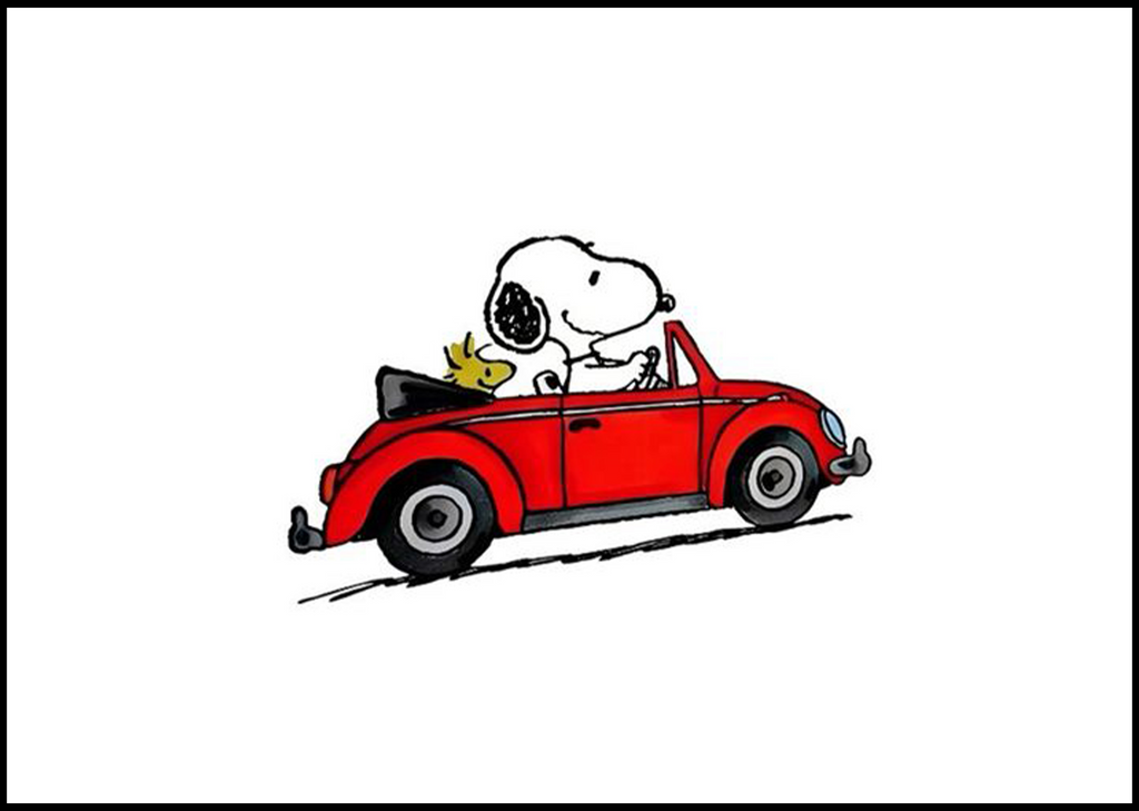 Snoopy In a Red Car