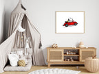 Snoopy In a Red Car