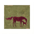 Canvas Print Burgundy Horses in Green Grass | Contemporary Equine Canvas Print