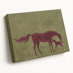 Canvas Print Burgundy Horses in Green Grass | Contemporary Equine Canvas Print