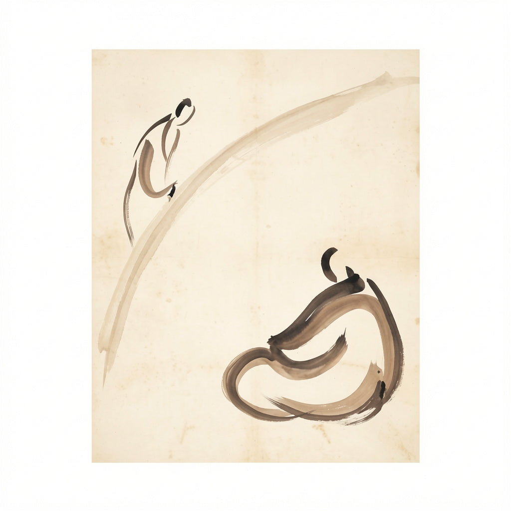 Canvas Print Seated Figures in Line | Minimalist Figurative Wall Art