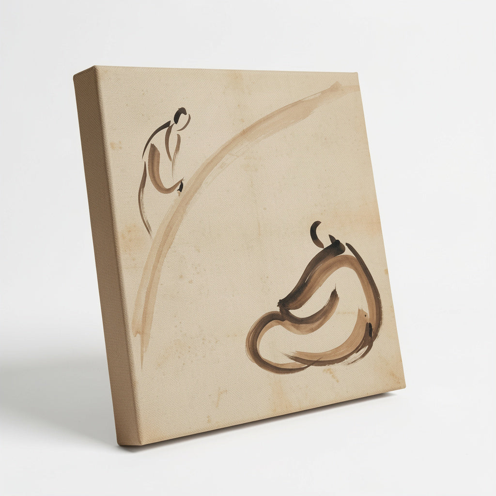 Canvas Print Seated Figures in Line | Minimalist Figurative Wall Art