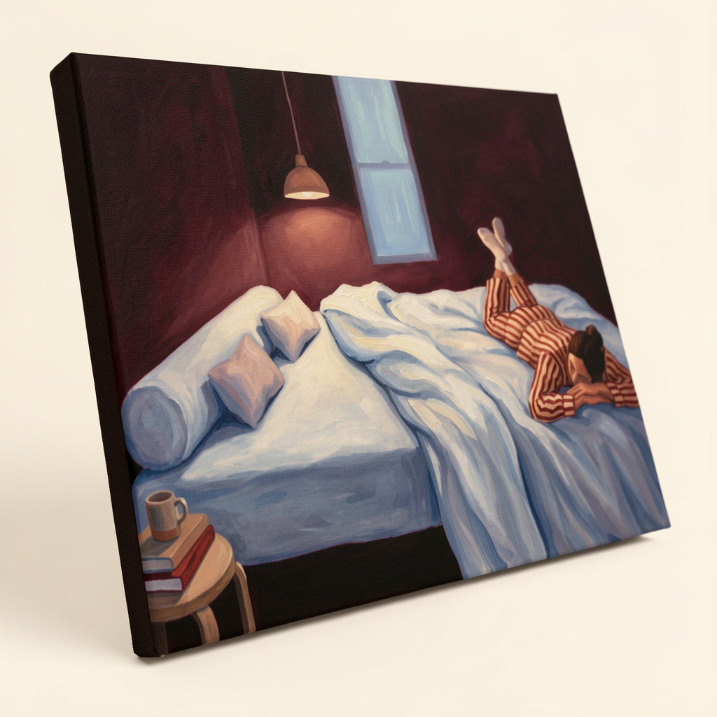 Canvas Print Laying in Bed | Contemporary Figurative Wall Art