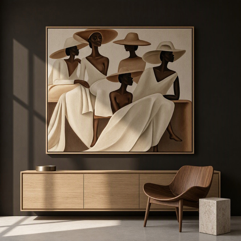Canvas Print Elegant Seated Black Women Portraits | Figurative Wall Art